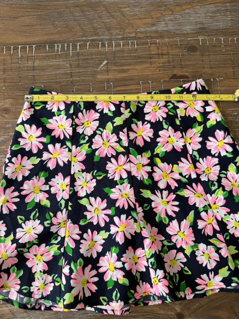 Lush Black Skater Skirt with Pink Floral Print